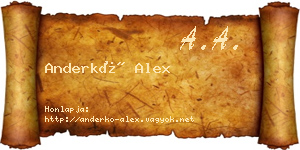 Anderkó Alex névjegykártya